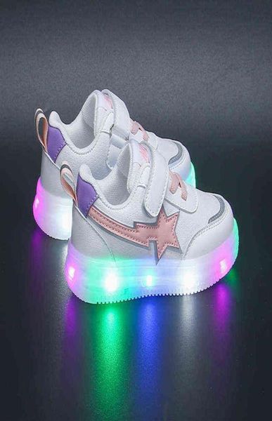 

children039s sports shoes boys girls tennis flats casual sevencolor shining light sole kids sneakers designer y220510283u6981021, Black;red