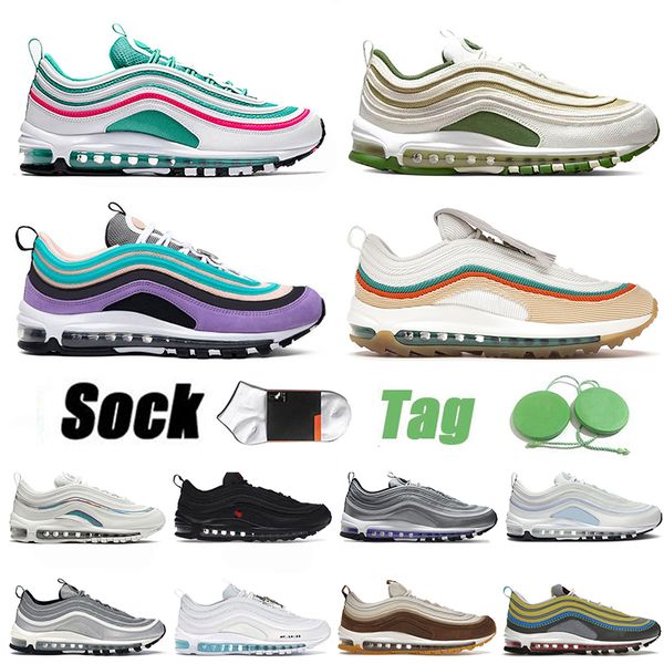 

97 running shoes 97s og sneakers triple white triple black muslin pink foam sprung light blue first use laser-blue undefeated mens womens ru