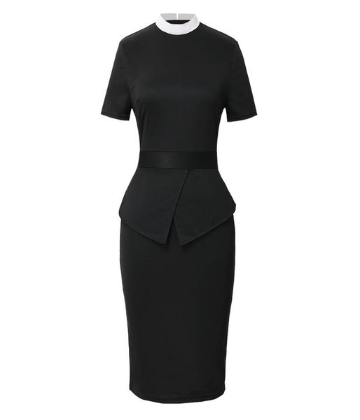 

short sleeve women clergy dress catholic work dresses black6050297, White;black