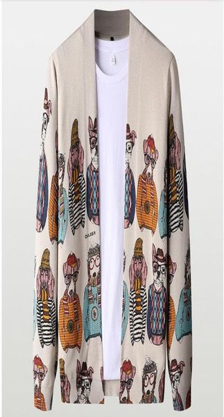 

early autumn knitted cardigan men039s little dog cartoon animal personality retro sweater outerwear fashionable men039s wear1164513, White;black