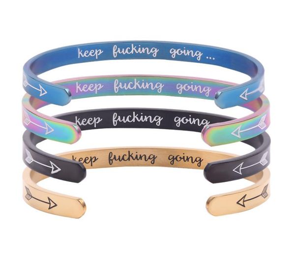 

arrow bracelet cshaped keep fucking going bracelets012349766700, Black