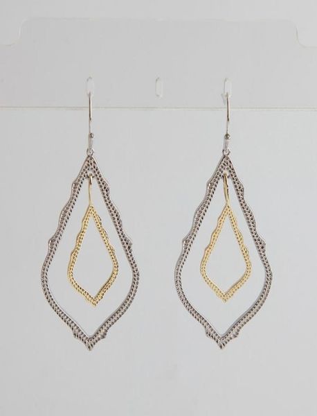 

mixed metal dangles double drop earring with cartons in gold19673229326214, Silver