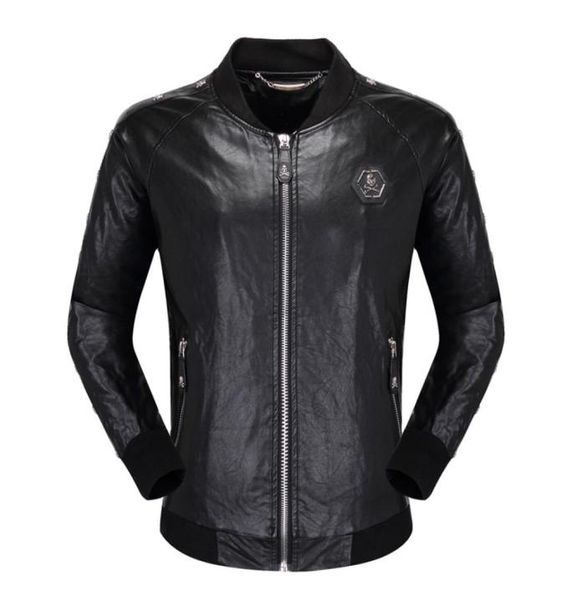 

mens vintage skull motorcycle jacket 2021 men fashion new biker leather jacket male embroidery bomber coat phillip plain winter pu1079666, Black