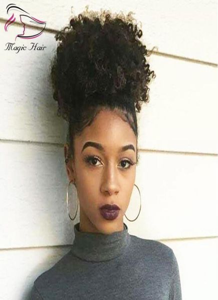 

afro kinky curly ponytail for women natural black remy hair 1 piece clip in ponytails 100 human hair evermagic hair p1549246