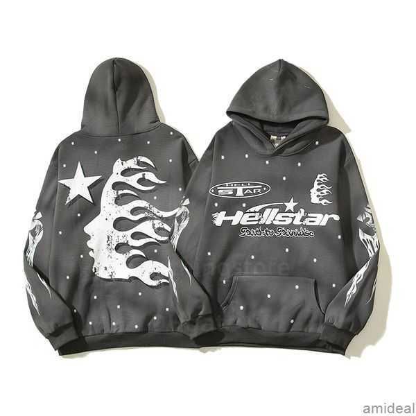 

hellstar hoodies men's sweatshirts high street hooded harajuku y2k stranger things lose warm pullover loose hip hop hoody y5xi, Black