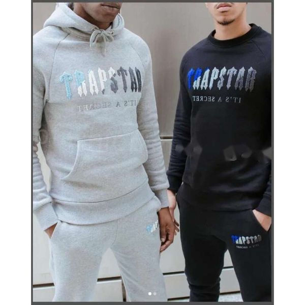 

trapstar 2023 mens tracksuits sweater trousers set designer hoodies streetwear sweatshirts quality sports suit embroidery plush letterj, Black