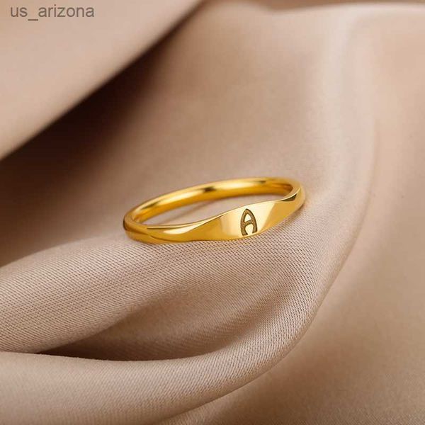 

new fashion initials letter ring women classic simple stainless steel finger rings for women party jewelry gift droshipping l230620, Silver