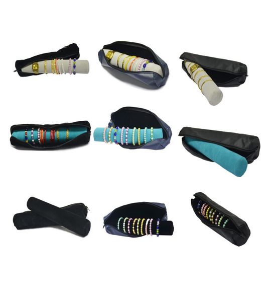 

fashion jewelry display storage case velvet pu zipper bag velvet bar bracelet holder velvet bangle watch chain organizer travel ro2022770, Pink;blue