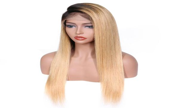 

9a brazilian 150 density ombre color t1b18 full lace human wigs with baby hair straight lace front human hair wigs4593719, Black;brown