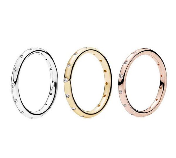

2021 brand new simple fashion jewelry authentic 100 925 sterling silvergold fill cicle finger rings eternity women wedding band 9711687, Slivery;golden