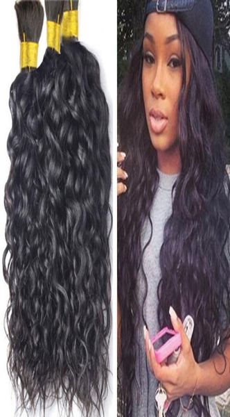 

brazilian human hair bulk natural water wave no weft wet and wavy micro mini braiding bulks hair6090164, Black