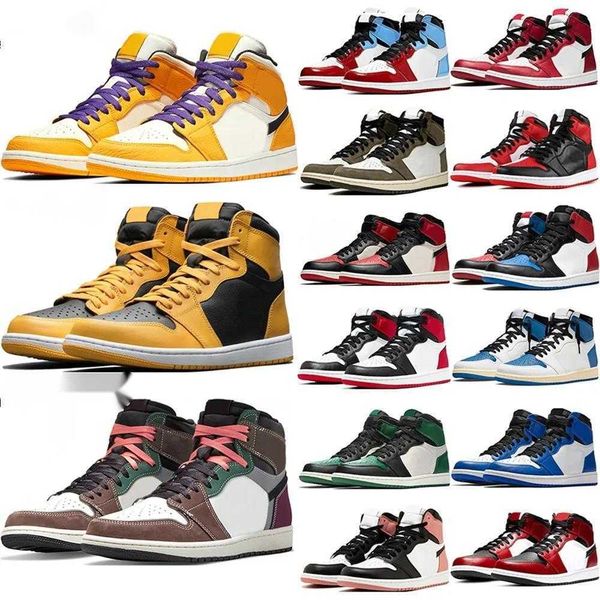 

jumpman 1 basketball shoes high womens mens outdoor shoes sneakers bred chicago multi-color grey black red orbit court purple pink corduroy