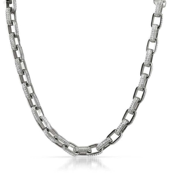 

pass diamond tester 8mm width chain d color vvs1 clarity moissanite stones 925 sterling silver box chain necklace