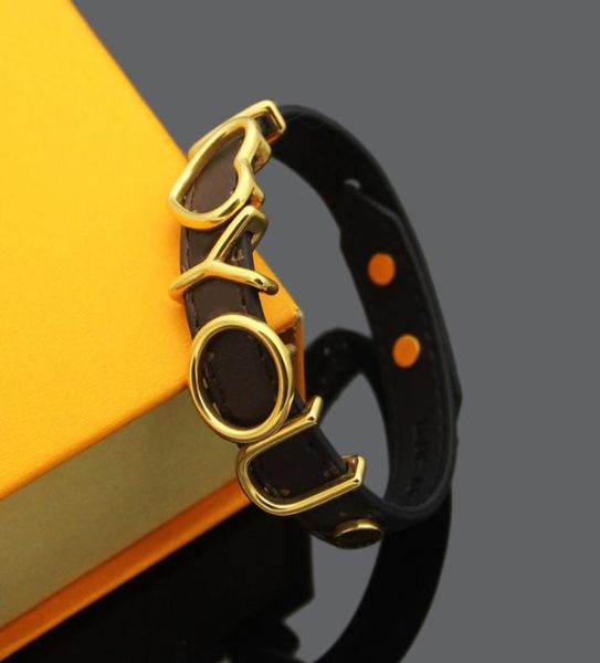 

new arrival classic design women bracelets gold silver rose colors i love you pattern real leather bracelet stainless steel fashio2637523, Black