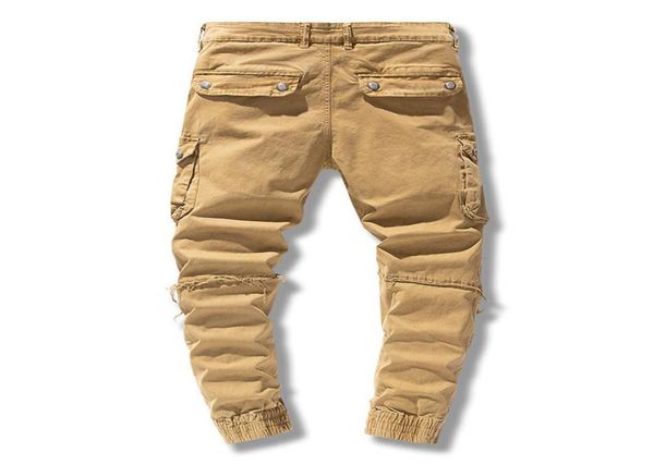

6 pockets denim cargo pants men jogger tactical military casual pant men clothing 2021 spring 2107633303, Black