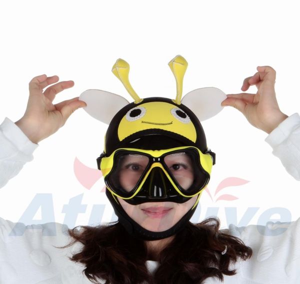 

4mm warm sbr diving cartoon hat lovely cartoon bee diving hood divers cap helmet adults custome swimming cap8064312