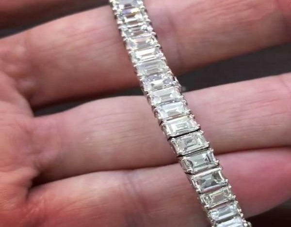 

other bracelets luxury engagement wedding natural gemstone bracelet jewelry 925 sterling silver emerald cut diamond for women men2172435, Golden;silver