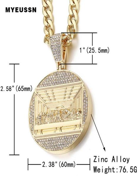 

last supper pendant big jesus iced out bling zircon gold color charm necklace fashion for men father039s day gift hip hop jewel8741565, Silver