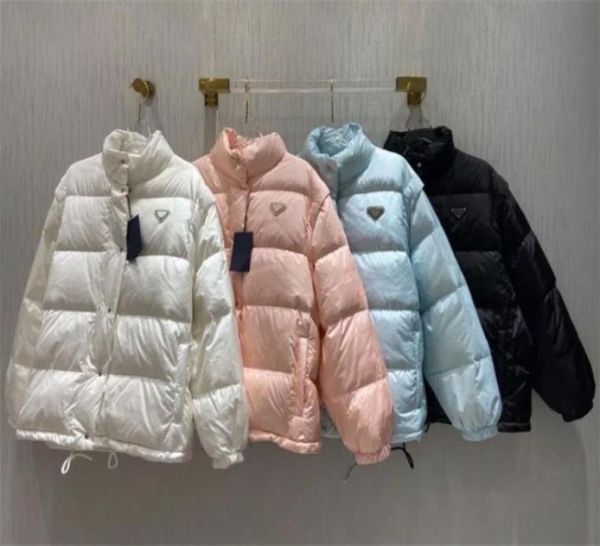 

designer women039s down jacket p home jacks women metal triangle winter coat warm puffer coats detachable sleeves size sml3073954, Black