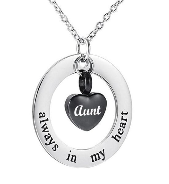 

cremation jewelry for ashes necklace always in my heart stainless steel waterproof memorial keepsake beauul pendantblack36541525447706, Silver