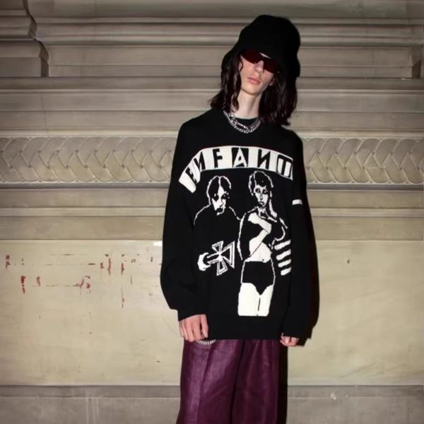 

sweater men clothes wool pullover streetwear half turtleneck vintage knit sweaters