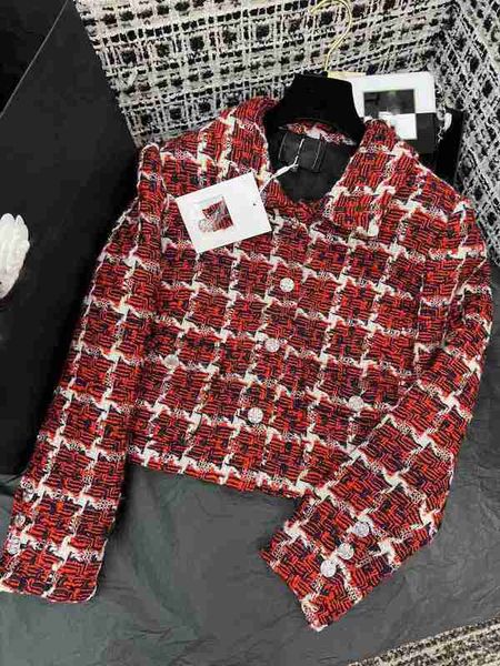 

women's jackets designer 2023 early autumn new small fragrant style single breasted thick tweed red plaid versatile short coat nf82, Black;brown