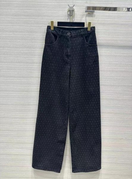 

milan runway jeans 2023 spring summer print fashion designer wide leg brand same style luxury women039s clothing 0302152607404, Blue