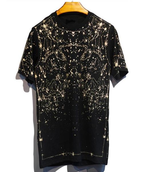 

new custom european american style sky stars empty printed cotton short sleeved tshirt men women casual sweatshirt sports tshirt1390579, White;black