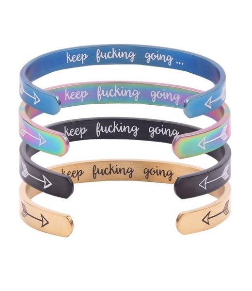 

arrow bracelet cshaped keep fucking going bracelets012346730480, Black