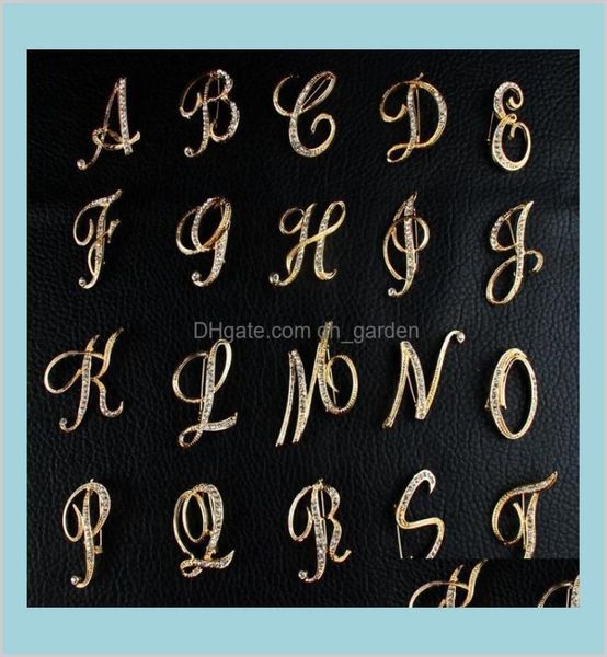 

fashion 26 english letter pins sparkling crystal silver plated alphabet uv3ex brooches x7ge16588590, Gray
