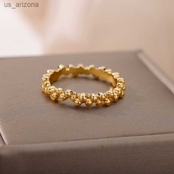 

stainless steel ball rings for women tiny geometric gold plated ball finger ring party fashion wedding jewelry gift bague femme l230620, Silver