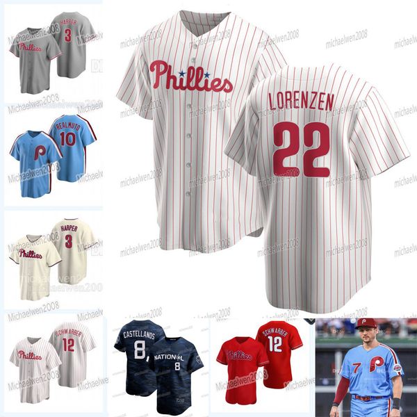 

7 trea turner 2023 phillies michael lorenzen jersey nick castellanos rhys hoskins 2023 harper kyle schwarber bryson stott bryce nola j.t. re, Blue;black