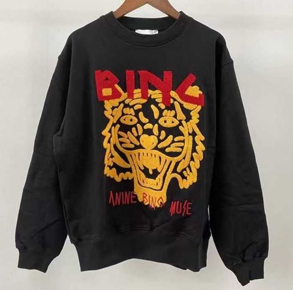 

city women's hoodies sweatshirts anine bings women pullover sweatshirt new embroidery letter burst fleece sweater printed wash neck fem, Black