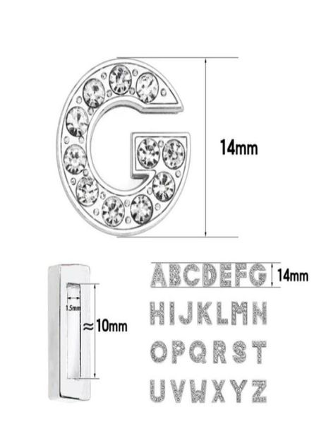 

1300pcslot 10mm az bling full rhinestones slide letter charms diy alphabet fit for 10mmdiy wristband keychains3566176, Bronze;silver