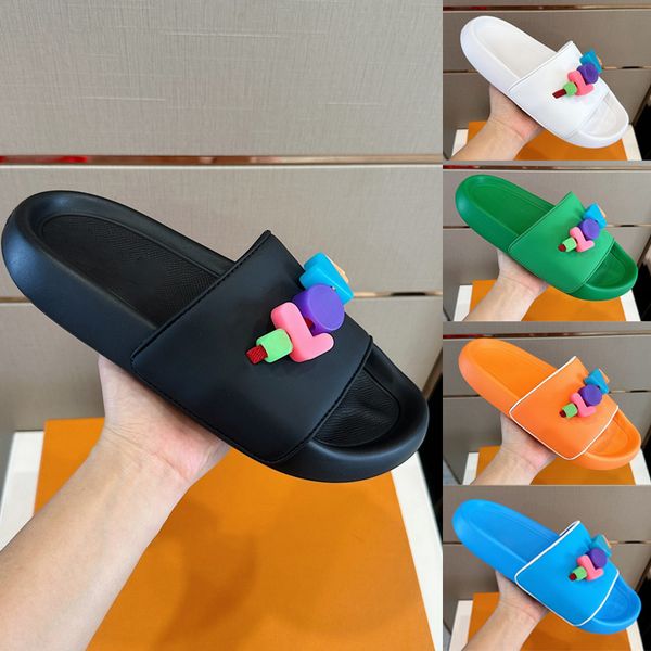 

designer waterfront slipper pool flat comfort mule fashion platform sandals thick bottom slides flip flops men women summer beach slider, Black