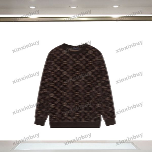 

xinxinbuy men women designer velvet sweatshirt hoodie letter jacquard printing sweater gray blue black white xs-2xl, Black;brown