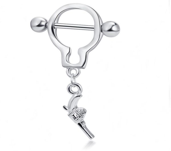 

14g gun pendant nipple ring piercing jewellry 161666mm noinfection body jewelry barbells7055571, Silver