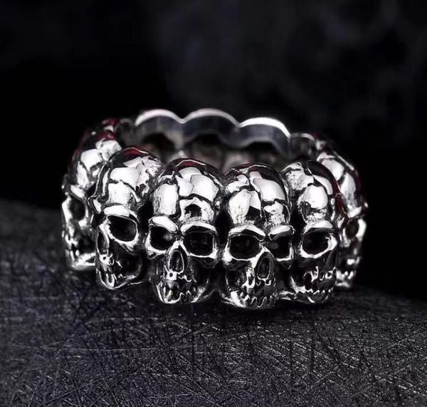 

hip hop jewelry 925 silver style motorcyle biker stainless steel skull ring for 8143041, Golden;silver