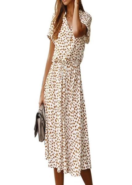 

ladies leopard print summer dress women shirt midi female aline loose bohemian beach vestidos8617704, Black;gray