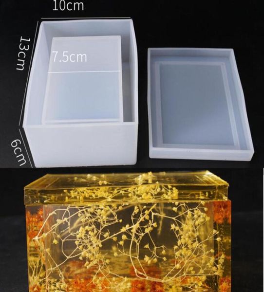 

new transparent silicone mould dried flower resin decorative craft diy storage tissue box mold epoxy resin molds for jewelry cx2008023782, Black;white