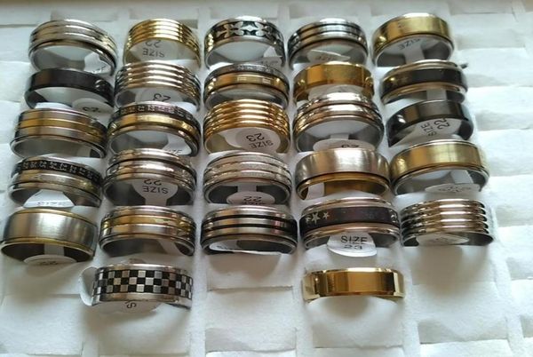 

whole 50 pcs big size 2223mm mix lot 316l stainless steel mens rings fashion jewelry party ring weeding ring random style14838918313467, Silver