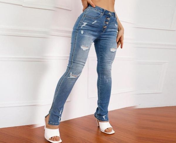 

women039s jeans stretch ripped women clothing ankle split pencil pants tight torn skinny denim trousers female streetwear 2xl 32653293, Blue
