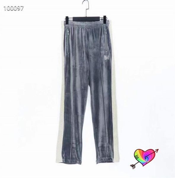 

2021 velvet pants men women embroidered sweatpants grey straight trousers58572451799395, Black