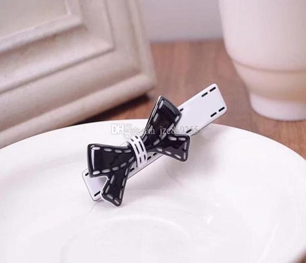 

6x15cm black and white acrylic bow hair clips c hairpin one word clip for ladies favorite head ornament jewelry accessories vip g1922976, Golden;silver