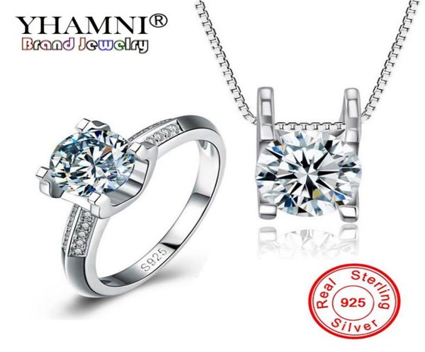 

yhamni luxury original 925 sterling silver jewelry wedding sets sona cz zirconia jewelry ring collar accesorios sets tdz0378144416, Slivery;golden