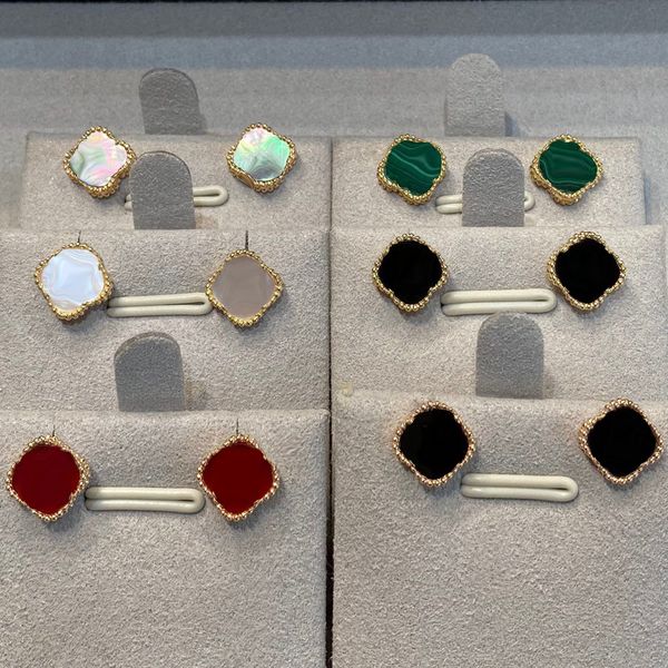 

fashion vintage four leaf clover stud earrings designer earings 18k gold plated agate gold pearl diamond gifts for women girlfriends on vale, Golden;silver