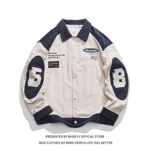 

mens jackets arrival embroid racing motorcycle corduroy streetwear jacket men women high varsity bomber coat hip hop 230809, Black;brown