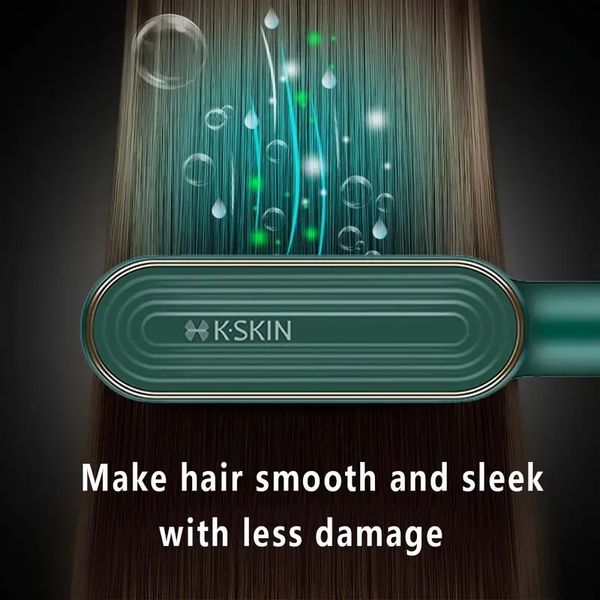 

30s fast ptc ceramic heating hair straightening brush - get sleek & shiny hair with negative ion technology, Black