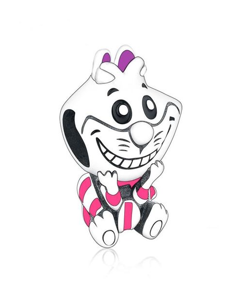 

authentic 925 sterling silver beads wonderland cheshire cat charms fit original brand charm bracelets women gift diy jewelry8973994, Black