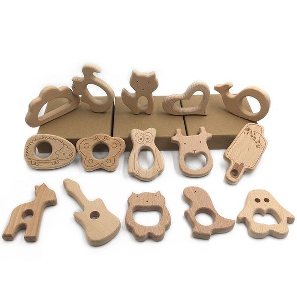 

wooden teether baby kids handmade teethe beech teething animal grind holder nursing toy infant safe diy wood over 1zz